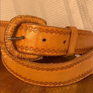 Handmade leather belt, decorated, braided